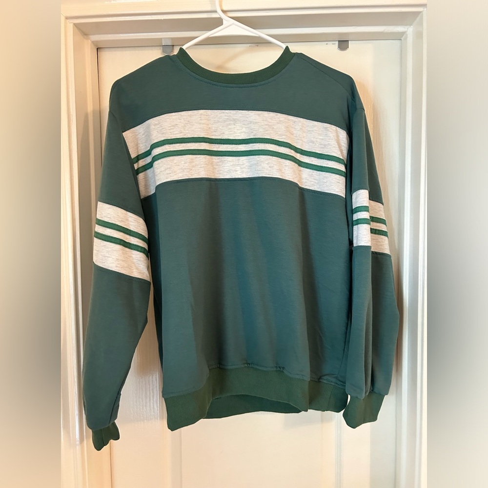 Green Oversized Striped Long sleeve Sweatshirt